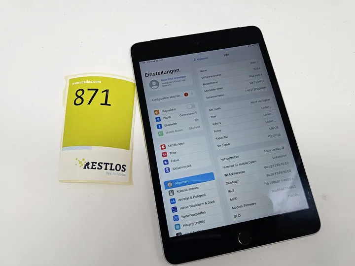 iPad Mini 4 128GB + Simkartenslot
